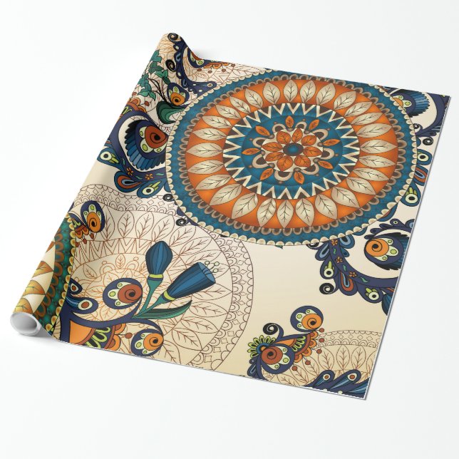 Papel De Regalo Shabby Flowers multicolores (Desenrollado)