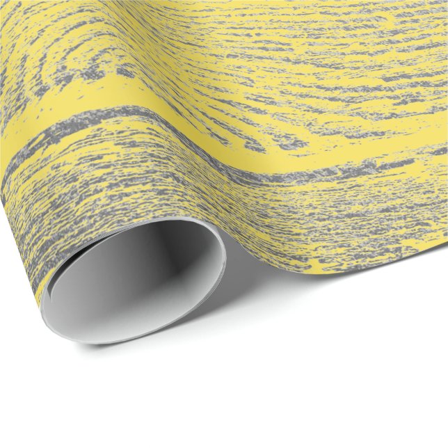 Papel De Regalo Shabby italiano Lemonade Yellow Gray Silver Wood (Esquina del rollo)