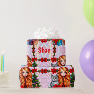 Papel De Regalo SHAE ~ Navidades Chica y gato ~