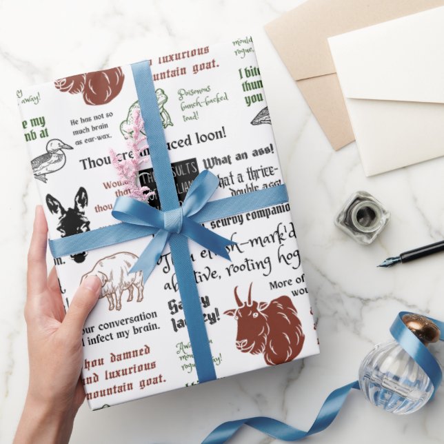 Papel De Regalo Shakespeare Insult Cute Ilustrado Sarcástico (Regalar)