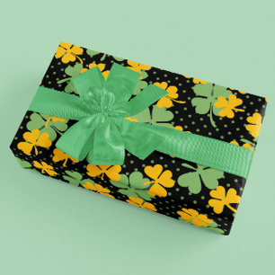 Papel De Regalo Shamrock Black Green Clover St. Patrick's Day