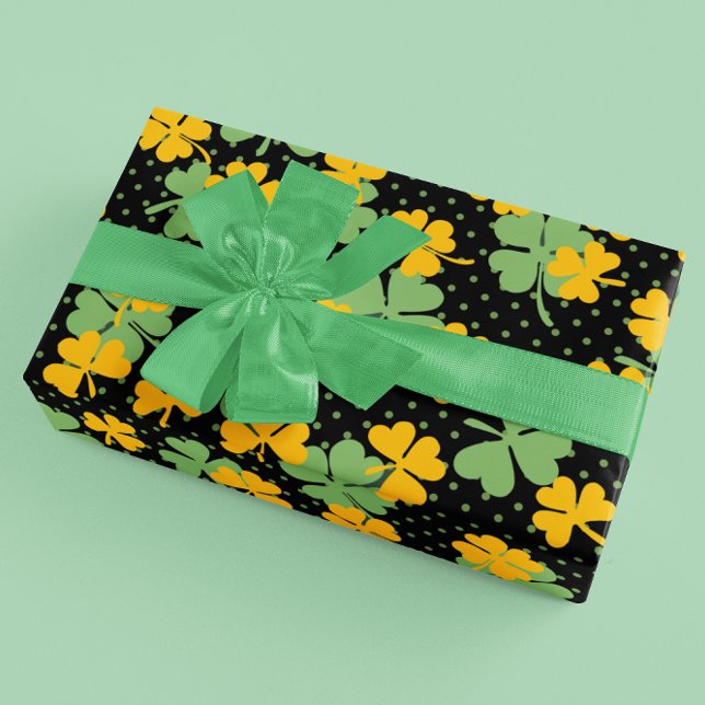 Papel De Regalo Shamrock Black Green Clover St. Patrick's Day (Subido por el creador)