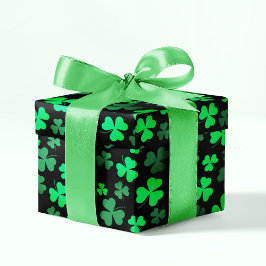 Papel De Regalo Shamrock Clover Green Black 3 Leaf St Patrons Day