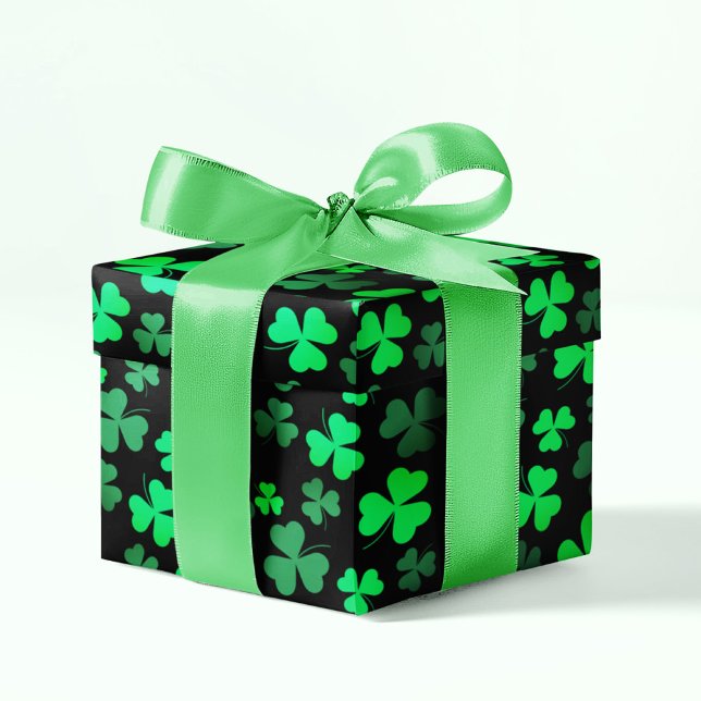Papel De Regalo Shamrock Clover Green Black 3 Leaf St Patrons Day (Subido por el creador)