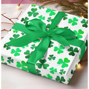 Papel De Regalo Shamrock Clover St Patrons Day Green White Retro