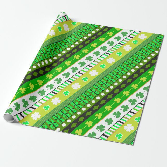 Papel De Regalo Shamrock, el día del trébol Patrick (Desenrollado)