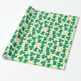Papel De Regalo Shamrock Gold Monedas Leprechaun Patrón Gorra