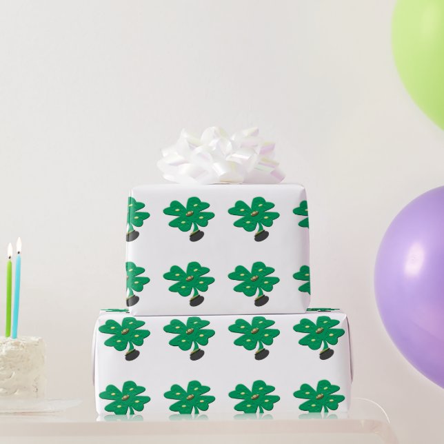 Papel De Regalo Shamrock Green Clover (Regalos de fiesta)