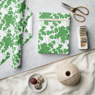 Papel De Regalo Shamrock irlandés en blanco