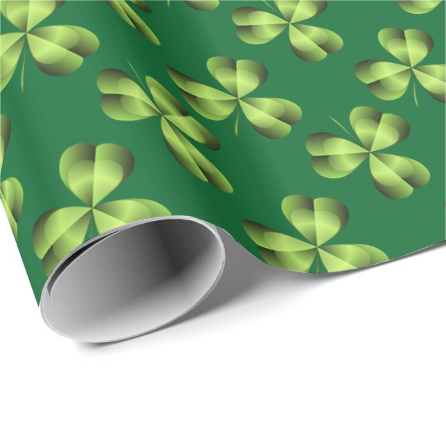 Papel De Regalo Shamrock Three Leaf Clover Graphic (Esquina del rollo)