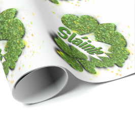 Papel De Regalo Shamrock verde | corazones brillantes Shainte
