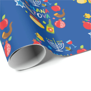 Papel De Regalo Shana Tova2 círculos - azul marino