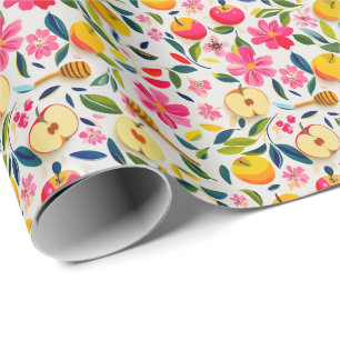 Papel De Regalo Shana Tova con manzanas y tostadora de miel