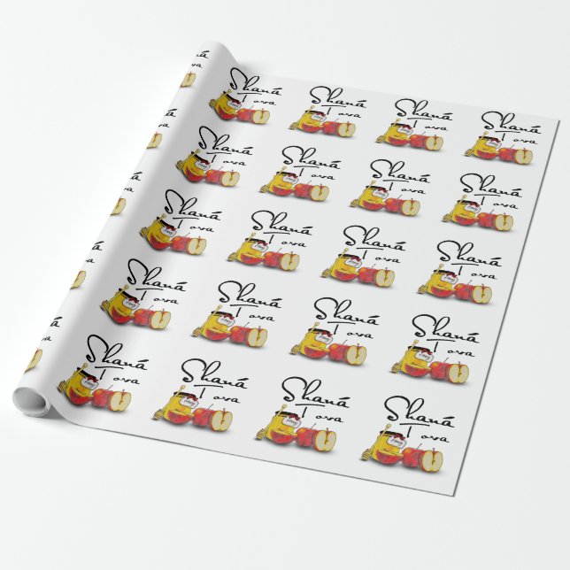 Papel De Regalo Shana Tova / Rosh Hashanah (Desenrollado)