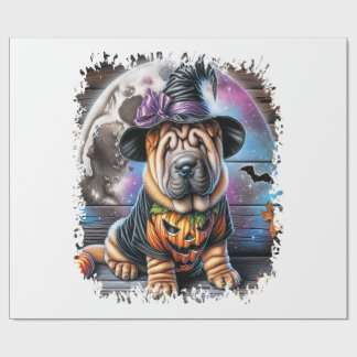Papel De Regalo Shar Pei Dog Halloween Square