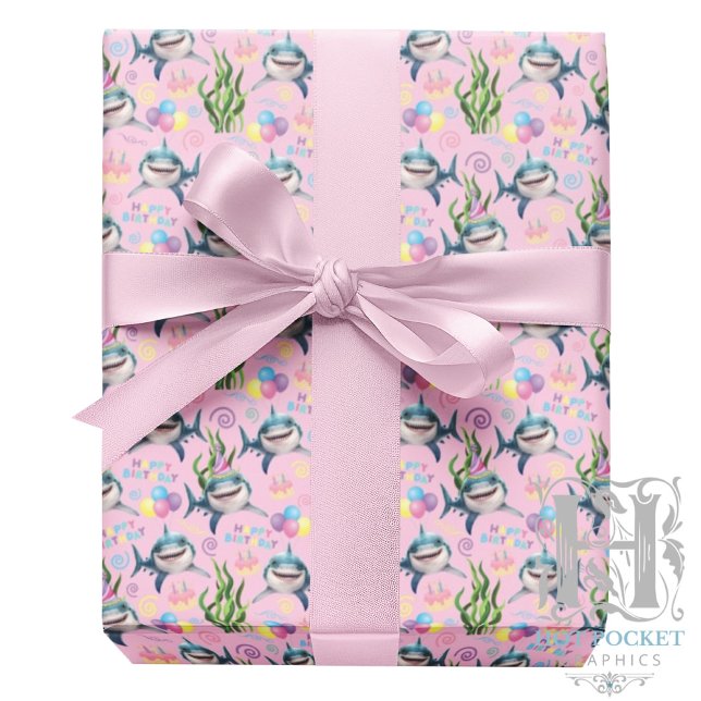 Papel De Regalo Shark Wrapping Paper in Pink (Subido por el creador)