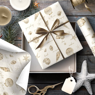Papel De Regalo Shells Starfish Sun Fun Textos Sandstone ID918