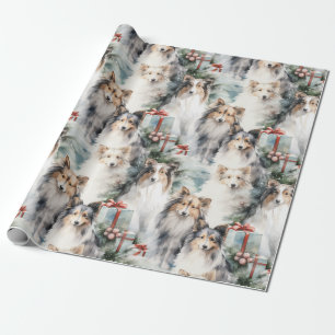 Papel De Regalo Sheltie Navidades
