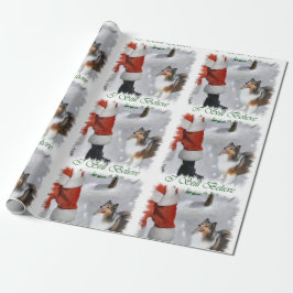 Papel De Regalo Shetland Sheepdog Cree en los Navidades
