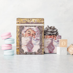 Papel De Regalo ¡Shh! Son Navidades rosados de Santa Victoriana