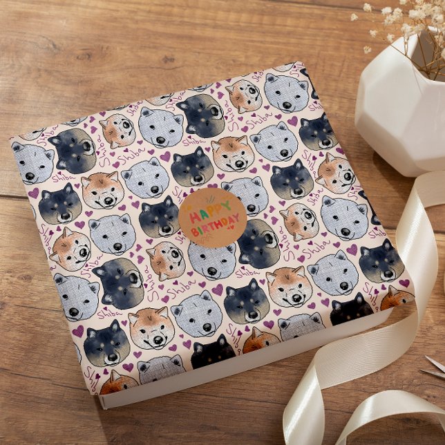 Papel De Regalo Shiba Inu Hand-Drawn Cartoon Head  (Subido por el creador)