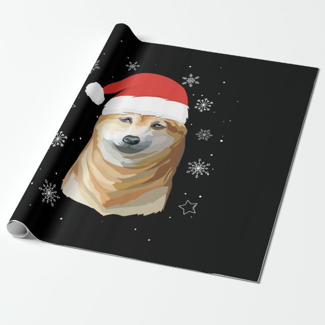 Papel De Regalo Shiba Inu Santa Christmas Kids Boys Girls Gift (Desenrollado)
