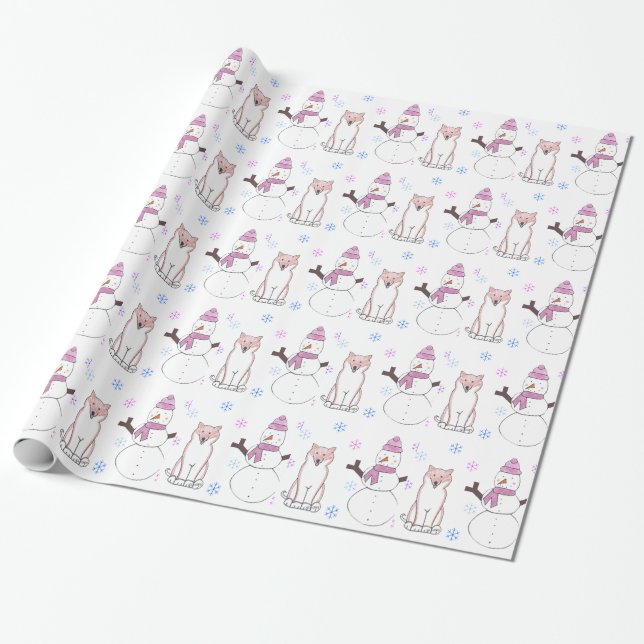 Papel De Regalo Shiba Inu y muñeco de nieve (Desenrollado)