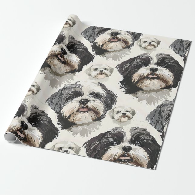Papel De Regalo Shih Tzu Charm Wrapee Paper (Desenrollado)