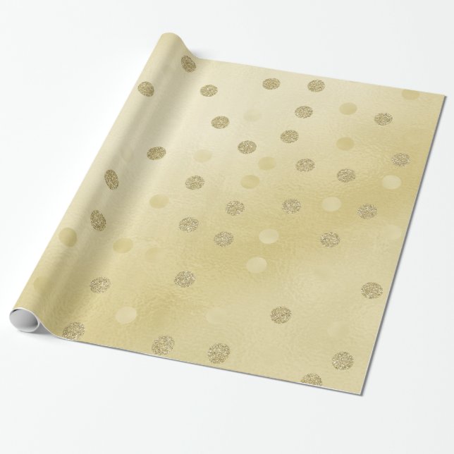 Papel De Regalo Shimmer de oro con círculos Purpurinas (Desenrollado)