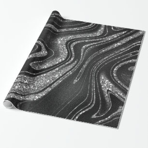 Papel De Regalo Shimmer Purpurina Negro Y Plata