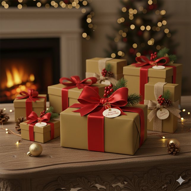 Papel De Regalo Shimmering Gold Christmas Celebration Gift Paper (Shimmering Gold Christmas Celebration Gift Paper)