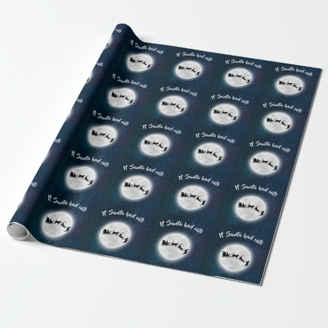 Papel De Regalo Si Santa tuviese gatos Navidades divertidos (Desenrollado)