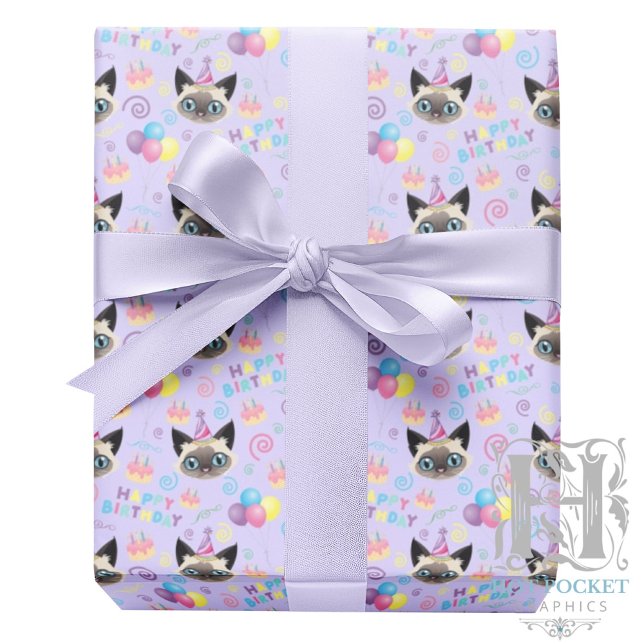 Papel De Regalo Siamese Cat Wrapping Paper in Purple (Subido por el creador)