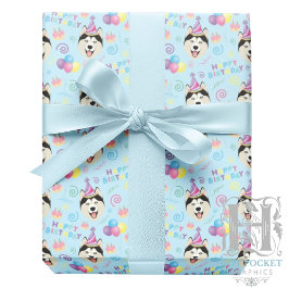 Papel De Regalo Siberian Husky Wrapping Paper in Blue