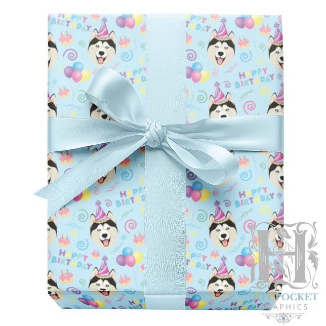 Papel De Regalo Siberian Husky Wrapping Paper in Blue (Subido por el creador)