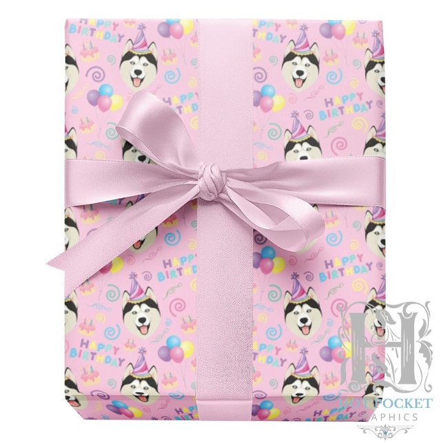 Papel De Regalo Siberian Husky Wrapping Paper in Pink (Subido por el creador)