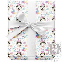Papel De Regalo Siberian Husky Wrapping Paper in White