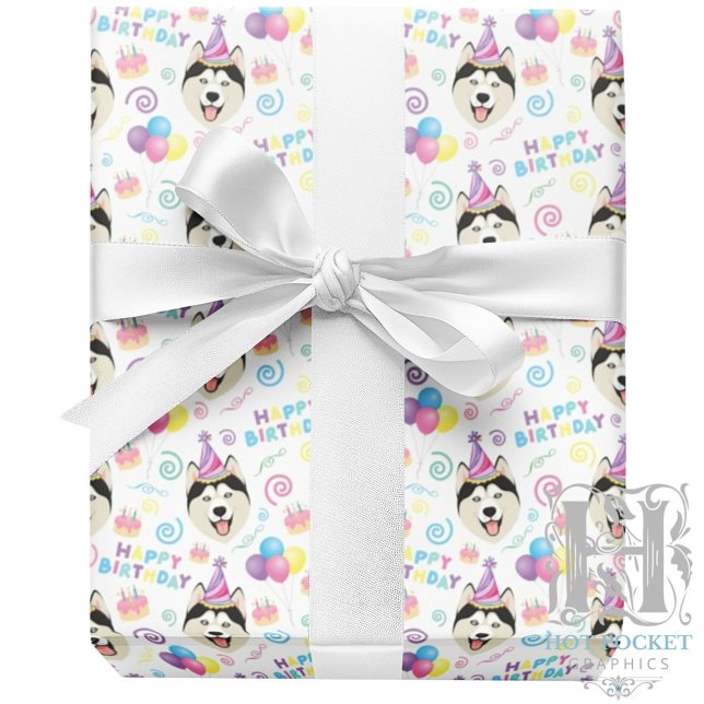 Papel De Regalo Siberian Husky Wrapping Paper in White (Subido por el creador)
