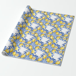 Papel De Regalo Sicilian Lemon Tiles Pattern Mediterranean Dolce 
