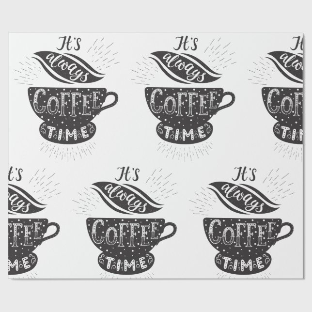 Papel De Regalo Siempre Es Hora De Café (Superficie plana)