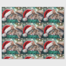 Papel De Regalo Siesta de gato de Navidad