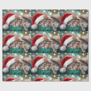 Papel De Regalo Siesta de gato de Navidad