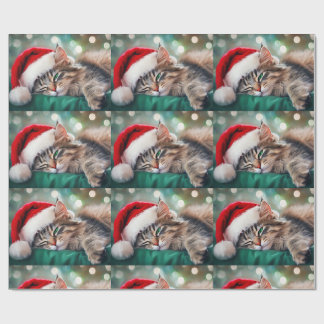 Papel De Regalo Siesta de gato de Navidad