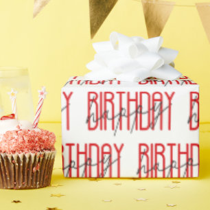 Papel De Regalo signo de cumpleaños feliz rojo y negro