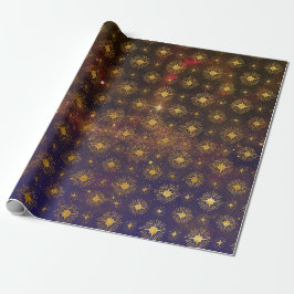 Papel De Regalo Signo de Galaxia Celestial de las Estrellas de Oro
