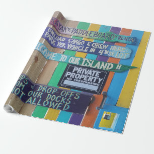 Papel De Regalo Signo de la isla de la bienvenida colorida Carribe