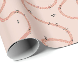 Papel De Regalo Signo de notas musicales adicional rosa