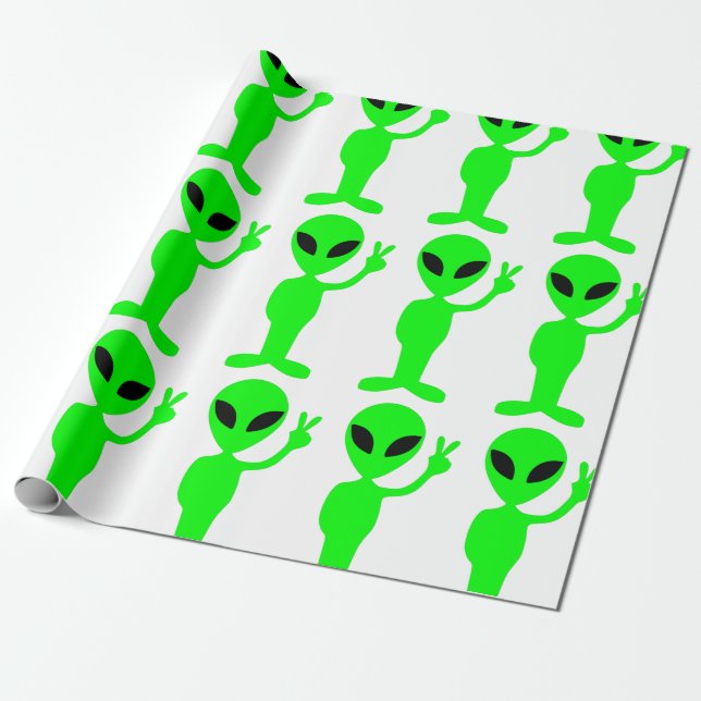 Papel De Regalo signo de paz alien lindo (Desenrollado)