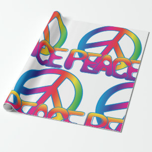Papel De Regalo Signo de Paz Arcoíris Retro Hippie