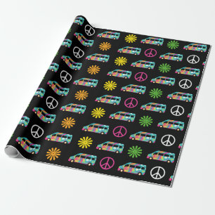 Papel De Regalo Signo de paz de bus hippie 70